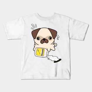 Cute Pug Spilled Mayonnaise Kids T-Shirt